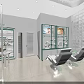 Modern Meitu Shi Specialty Store Interior Featuring Marble Reception Counter Display Shelves And Paint Products