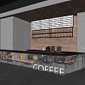 Modern Industrial Café Interior With Brick Wall Bar Counter Coffee Machines And Bean Jars