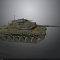 Military Tank Vehicle With Camouflage Paint Long Cannon And Metal Tracks