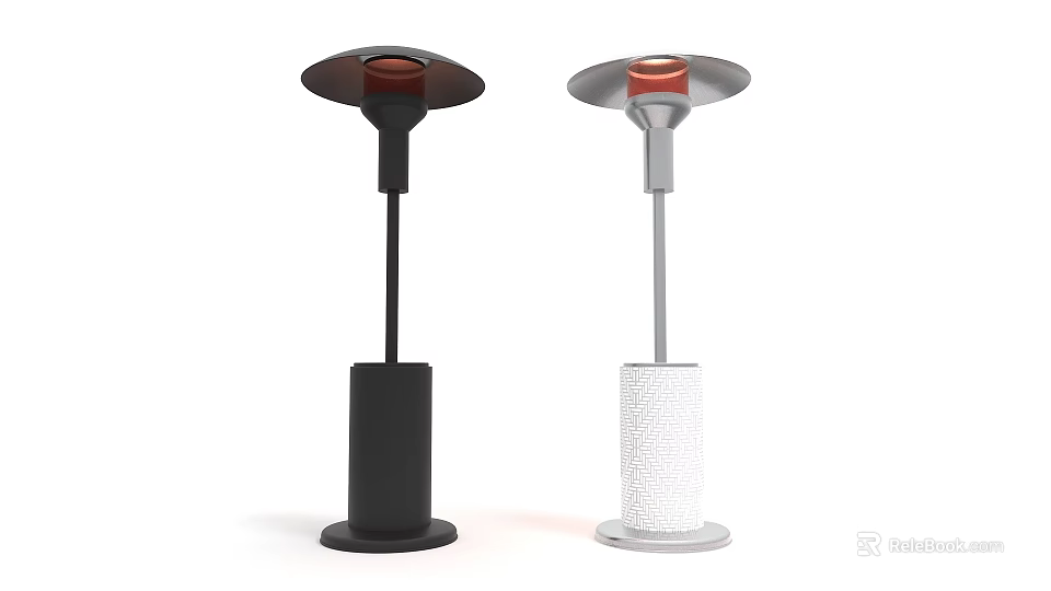 Black And White Outdoor Heaters With Solid And Textured Base Designs 3d model 