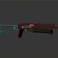 Modern Black Metal Machine Gun With Long Barrel Magazine And Stock Isolated On Gray Background