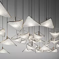 Modern Geometric Chandeliers With Metal Frames And White Shades For Interior Decoration