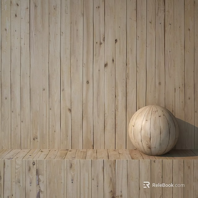 Natural Wooden Components Featuring Wall Panel Sphere And Platform Structure 3d model