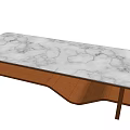 Modern Coffee Table With Marble Top And Curved Wooden Base Design