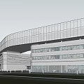 Modern Industrial Park Building With Waterfront Walkway Pedestrians And Retail Shops