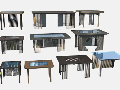 Modern Pergola Design Ideas With Metal Frames Glass Tops And Decorative Grilles 3d model
