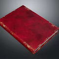Vintage Red Book With Worn Leather Cover And Gold Accents