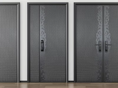 Modern Security Doors Featuring Intricate Patterns Textured Surfaces And Three Elegant Styles 3d model