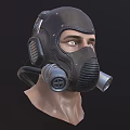 Steampunk Leather Gas Mask With Round Viewport Metal Breathing Tube And Ear Cups