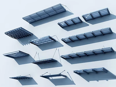 Different Metal Awnings with Various Modern Designs and Structures 3d model