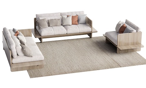 Quiet combination sofa multi-person sofa combination 3d model