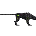 Black Panther Like Monster Character With Green Glowing Spiked Structures For Games And Movies