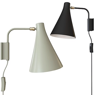 Modern Wall Sconces with Conical Design Beige and Black Curved Arm for Interior Lighting 3d model
