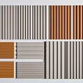 Modern Wall Panels With Various Slat Designs Grey Orange And Wooden Tones For Interior