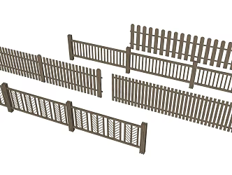 Modern Fence Barrier Wooden Railing Fence Wall Chinese Style Railing Barrier 3d model