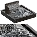 Elegant Garden Water Fountain with Black Marble Square Basin and Flowing Water