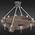 Vintage Wooden Chandelier With Metal Accents And Chain Hanging Design