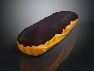 Freshly Baked Chocolate Eclair With Cream Filling Golden Pastry And Smooth Glaze 3d model