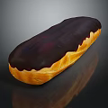 Freshly Baked Chocolate Eclair With Cream Filling Golden Pastry And Smooth Glaze