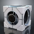 Futuristic Square Mechanical Structure With Circular Openings And Metallic Edges 3d model