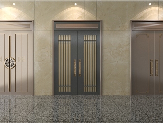 New Chinese Style Entrance Door 3d model