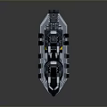 Futuristic Gray And Blue Combat Boat 3D Model With Dual Cannons And Thrusters