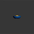 Blue Patterned Bowl With Two Fresh Oranges On White Marble Table