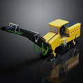 Yellow Construction Vehicle Paver With Green Hoses Tracked Chassis And Cab