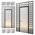 Modern Ribbed Door With Decorative Circular Light Blocks Interior Design 3d model