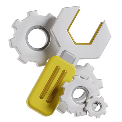 Mechanical Industrial Equipment with Multiple Gears and Yellow Wrench Tools 3d model Mechanical Industrial Equipment with Multiple Gears and Yellow Wrench Tools 3d model