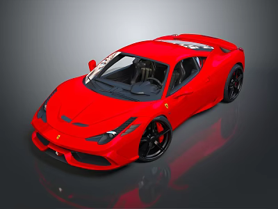 Red Luxury Sports Car With Streamlined Design And Black Alloy Wheels 3d model