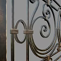 Classic Ornate Iron Railing with Intricate Scrollwork and Decorative Finial Posts 3d model