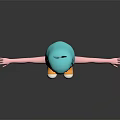 Playful 3D Character with Blue Green Hair Pink Vest Rabbit Design Arms Outstretched Pink Shorts