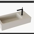 Modern Countertop Washbasin Designs In Gray And Beige With Black Faucets