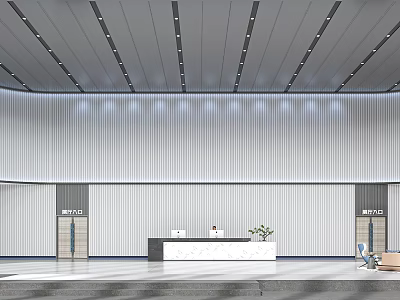 Modern Service Hall Interior Design With Reception Desk And Spacious Reception Area Lighting 3d model