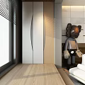 Modern Living and Dining Room Interior Design With Sofa Coffee Table Rug And Tile Wall