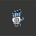 Futuristic Blue Mechanical Hand With Polygonal Fingers And Detailed Base Structure