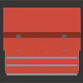 Red Metal Toolbox Furniture With Open Perforated Lid And Multiple Drawers