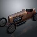 Vintage Copper Colored Race Car With Open Cockpit Red Seat And Exposed Engine