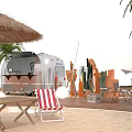Vibrant Outdoor Decor With Orange Arch Palm Tree Succulents And Terracotta Pots