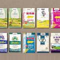 Various Rice Brand Packaging Designs With Different Colors And Logos 3d model