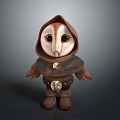 Owl Character With Hooded Cloak Brown Outfit And Leather Boots 3D Model Design