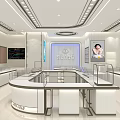 Modern Elegant Jewelry Store Interior With Polished Display Counters And Bright Ceiling Lighting 3d model