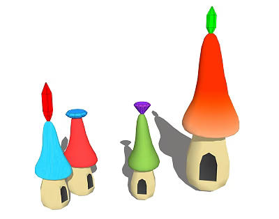 Modern Cartoon Scene Theme Park Characteristic Architecture Mushroom 3d model