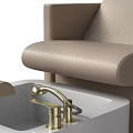 Beige Leisure Chair Featuring Foot Bath and Gold Faucet for Comfort
