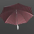 Red and White Checkered Umbrella with Classic Curved Handle Design