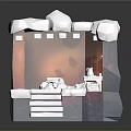 Modern 3D Stone Interior Scene With Steps Table And Decorative Elements