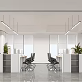 Modern Public Office Interior With Desks Office Chairs Green Plants And Pendant Lights