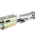 White Modern RV Camping Vehicle With Trailer And Side Windows Design