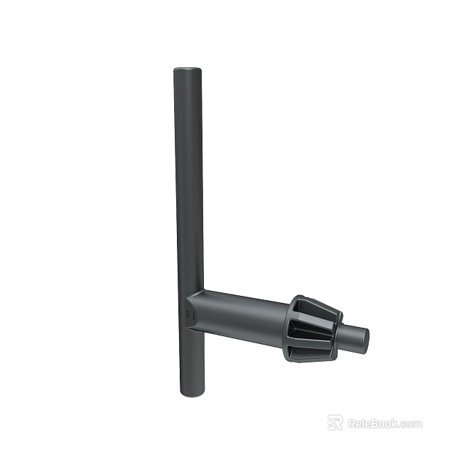 Black Metal Mechanical Equipment Part With Long Rod And End Connector 3d model 